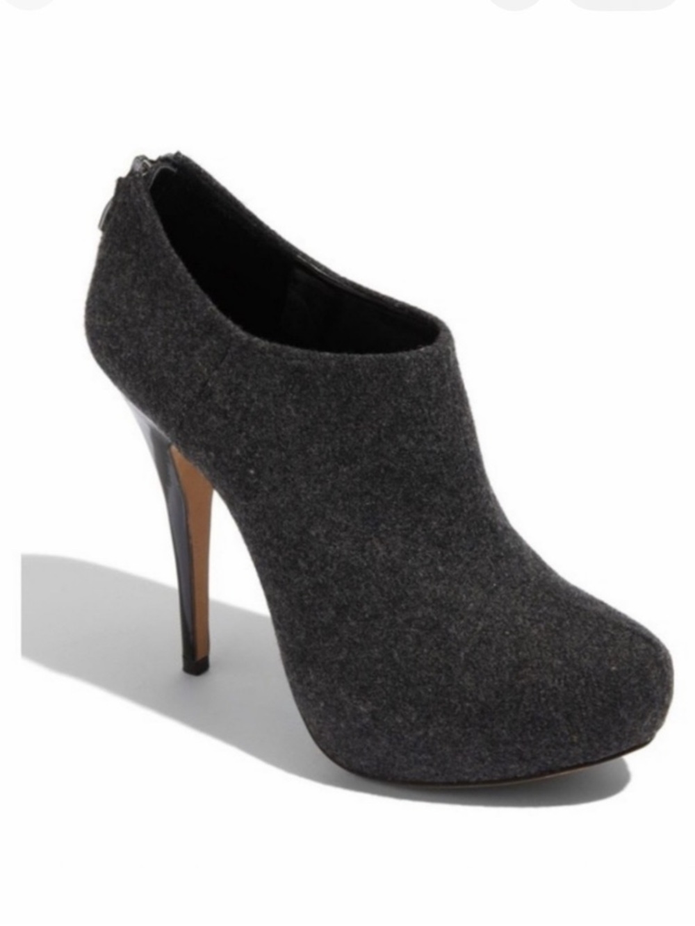 Vince Camuto Charcoal Gray Wool-Textured High Heel Bootie